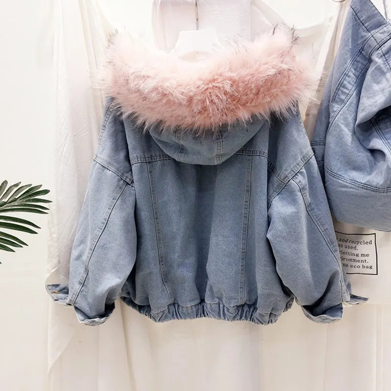 Vintage Faux Fur Velvet Denim Jacket