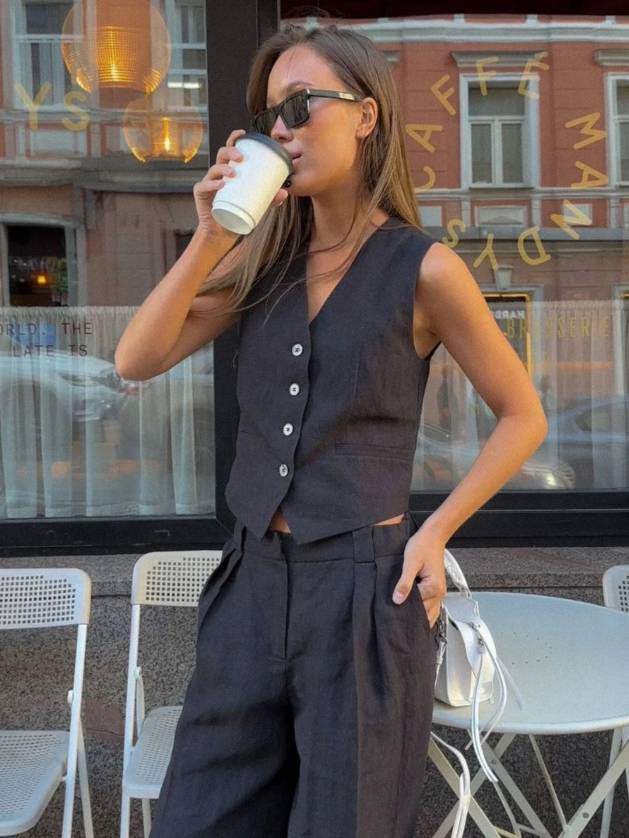 Linen Chic Vest Set