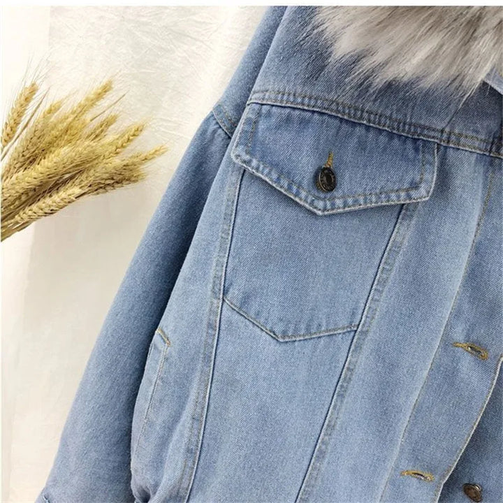 Vintage Faux Fur Velvet Denim Jacket