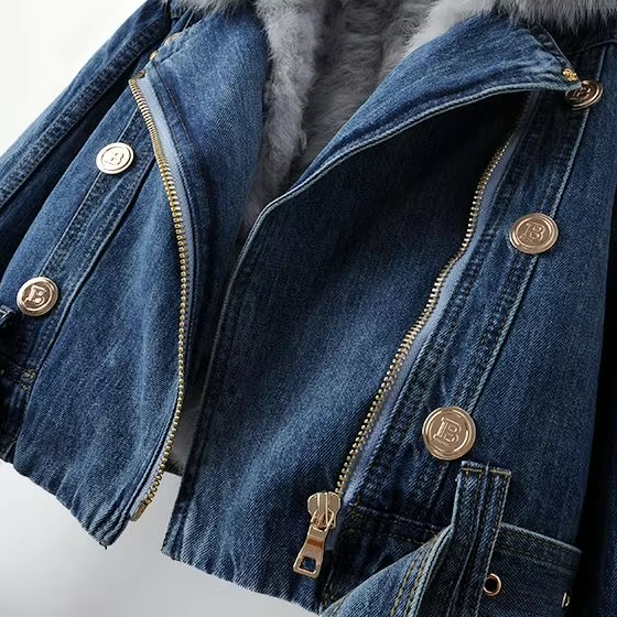 Faux Fur Collar Denim Jacket