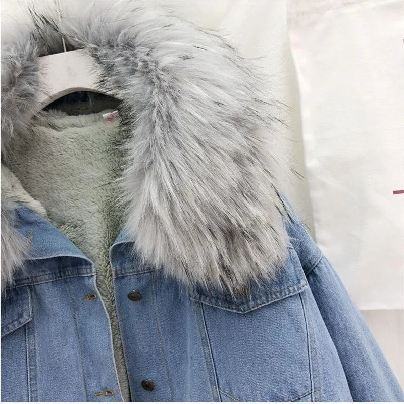 Vintage Faux Fur Velvet Denim Jacket