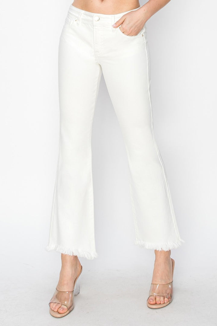 Tummy Control Crop Flare Step Hem Pants