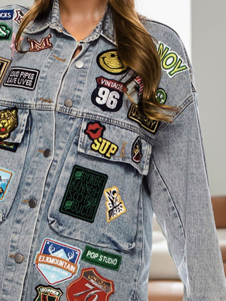 Embroidered Long Sleeve Denim Jacket