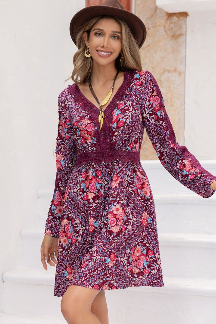 Long Sleeve Printed Mini Dress