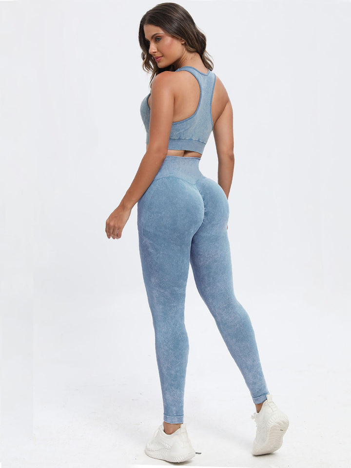 Scoop Strap Top & Pants Active Set in Light Blue