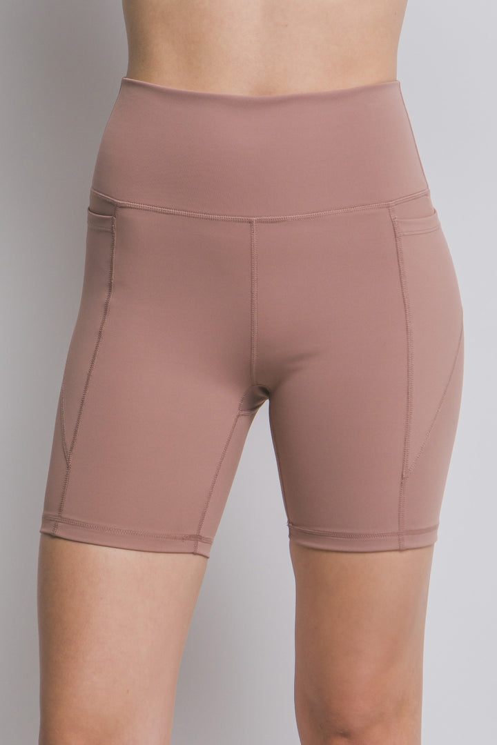 High Waist Active Shorts In Taupe