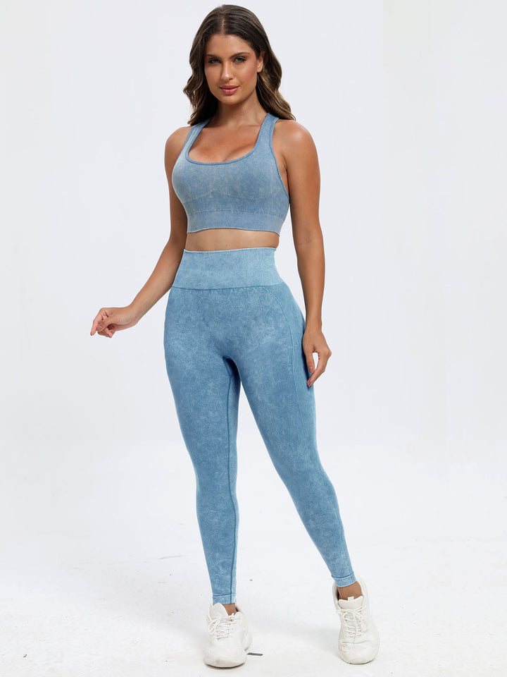 Scoop Strap Top & Pants Active Set in Light Blue