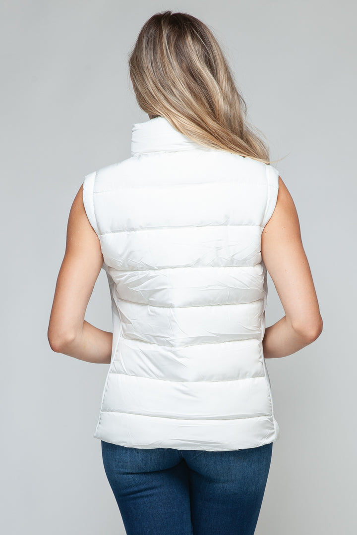 Zip Up Turtleneck Vest In White