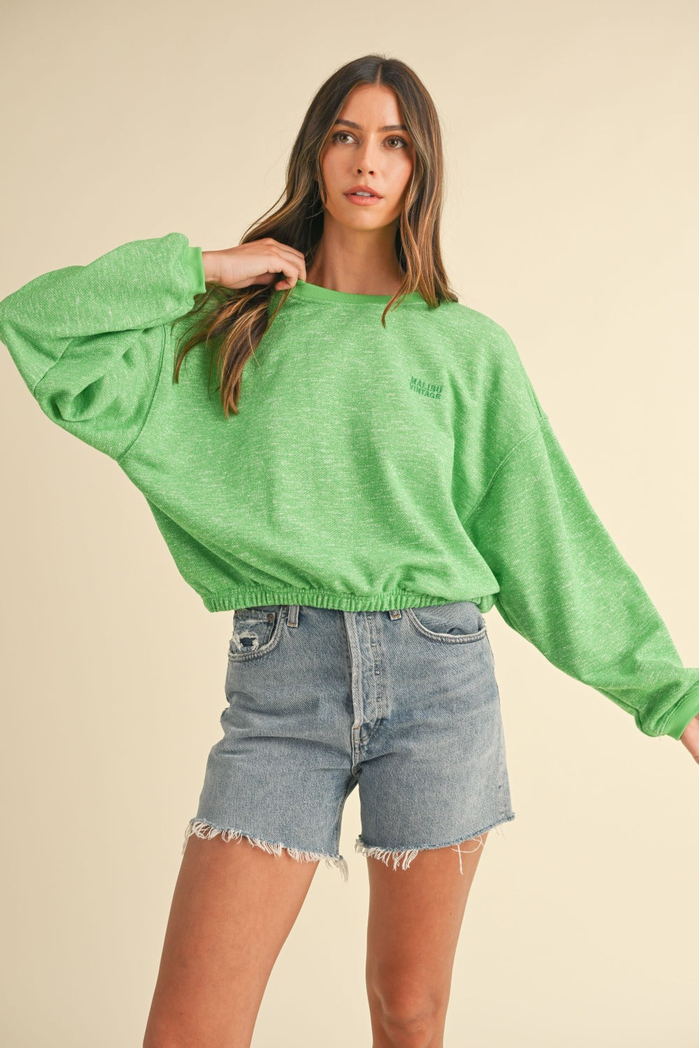 Malibu Vintage Sweater In Apple Green