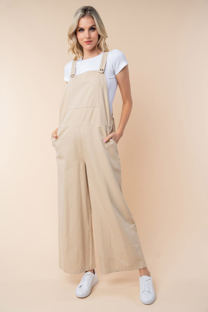 White Birch Sleeveless Jumpsuit In Oatmeal