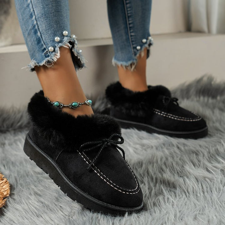 Fuzzy Tied Round Toe Boots