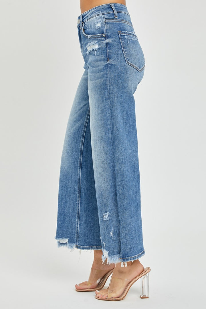 High Rise Raw Hem Cropped Jeans