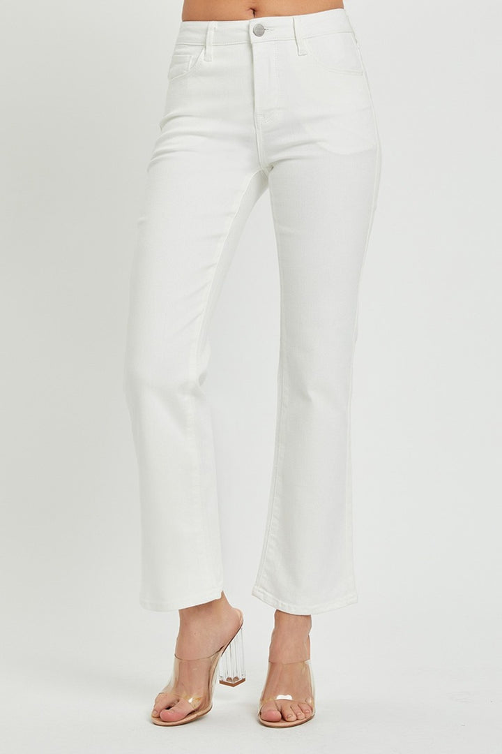 Mid Rise Bootcut Jeans In White