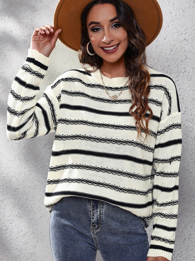 Striped Dropped Shoulder Sweater