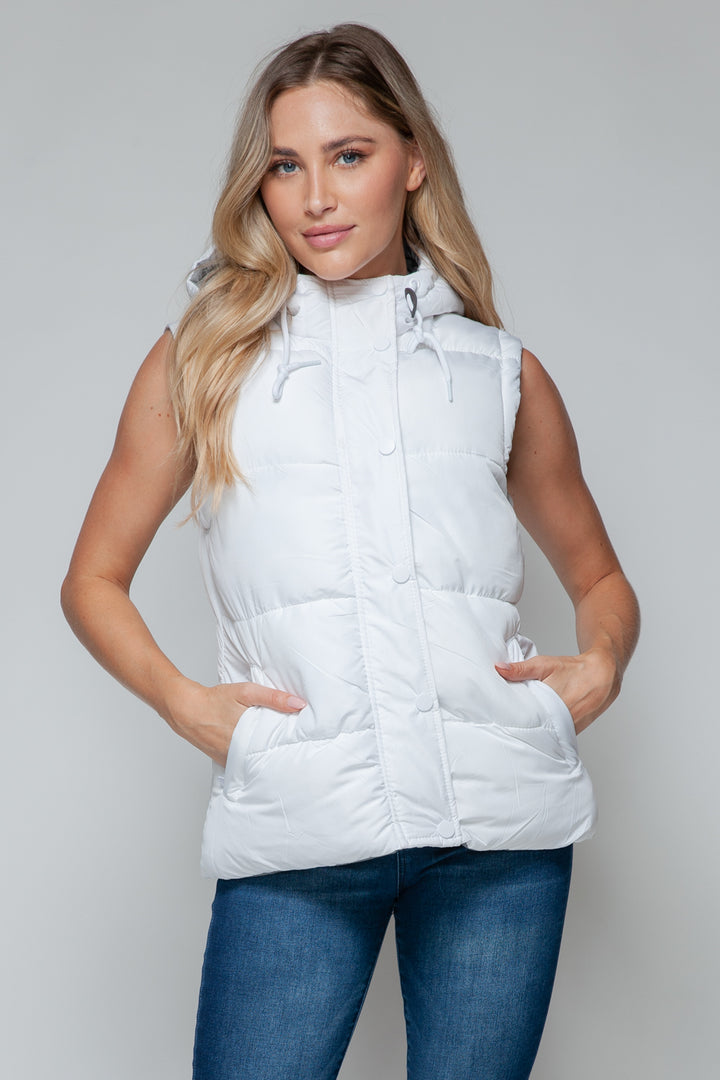 Zip Closure Hooded Vest In White