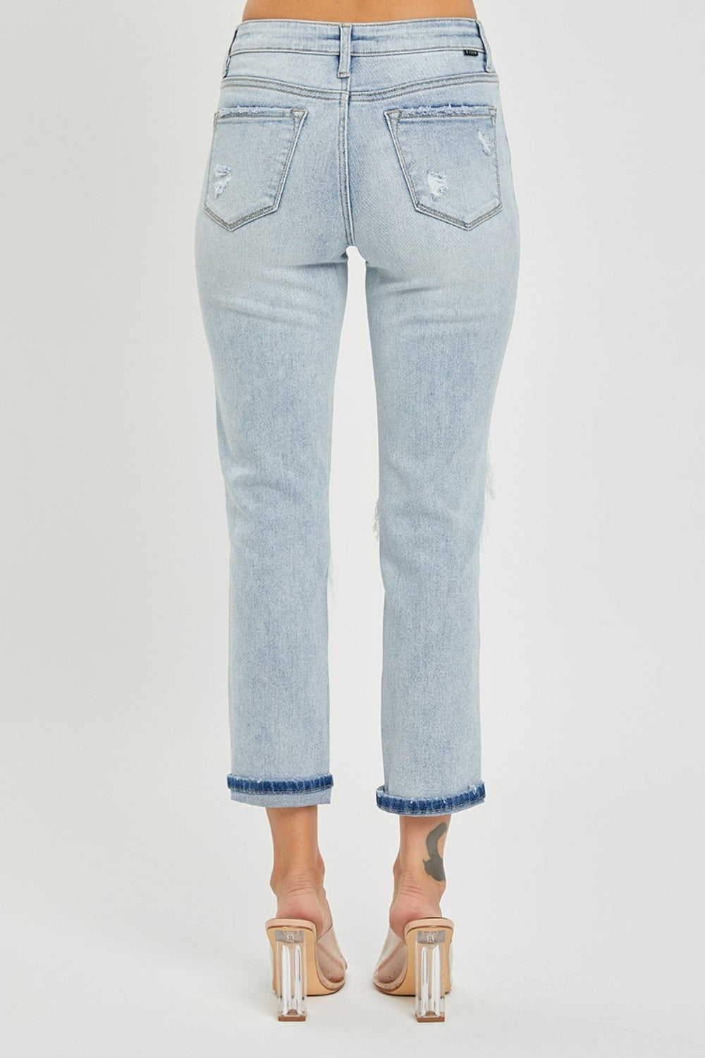 Mid-Rise Sequin Patched Jeans