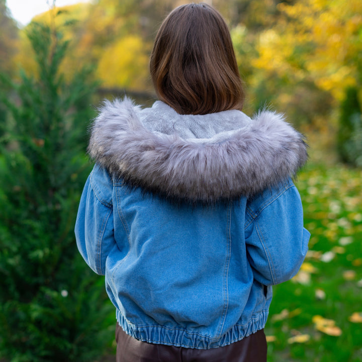 Vintage Faux Fur Velvet Denim Jacket