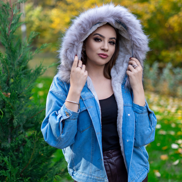 Vintage Faux Fur Velvet Denim Jacket