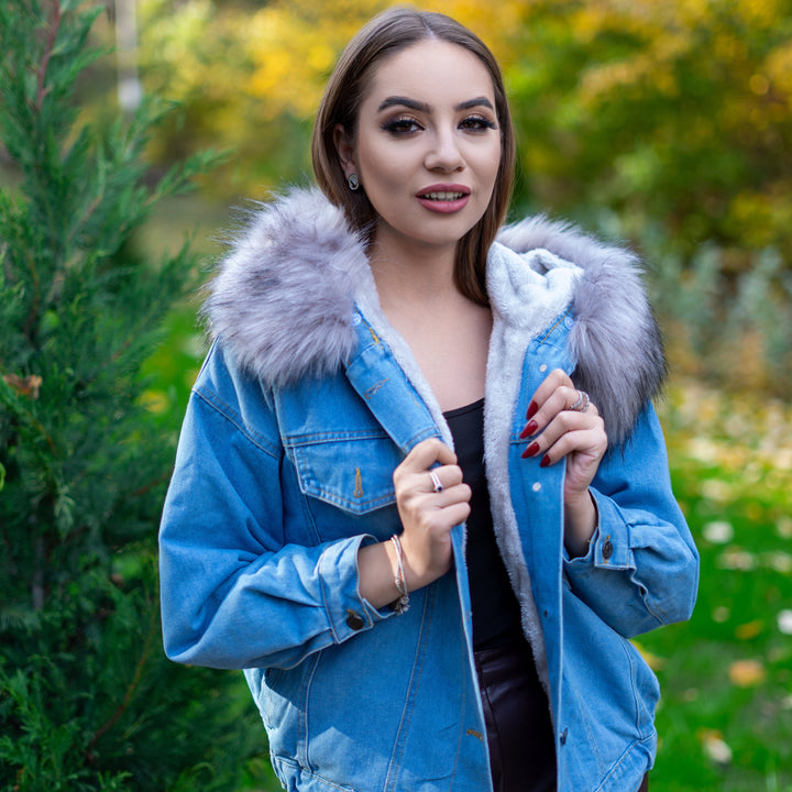 Vintage Faux Fur Velvet Denim Jacket