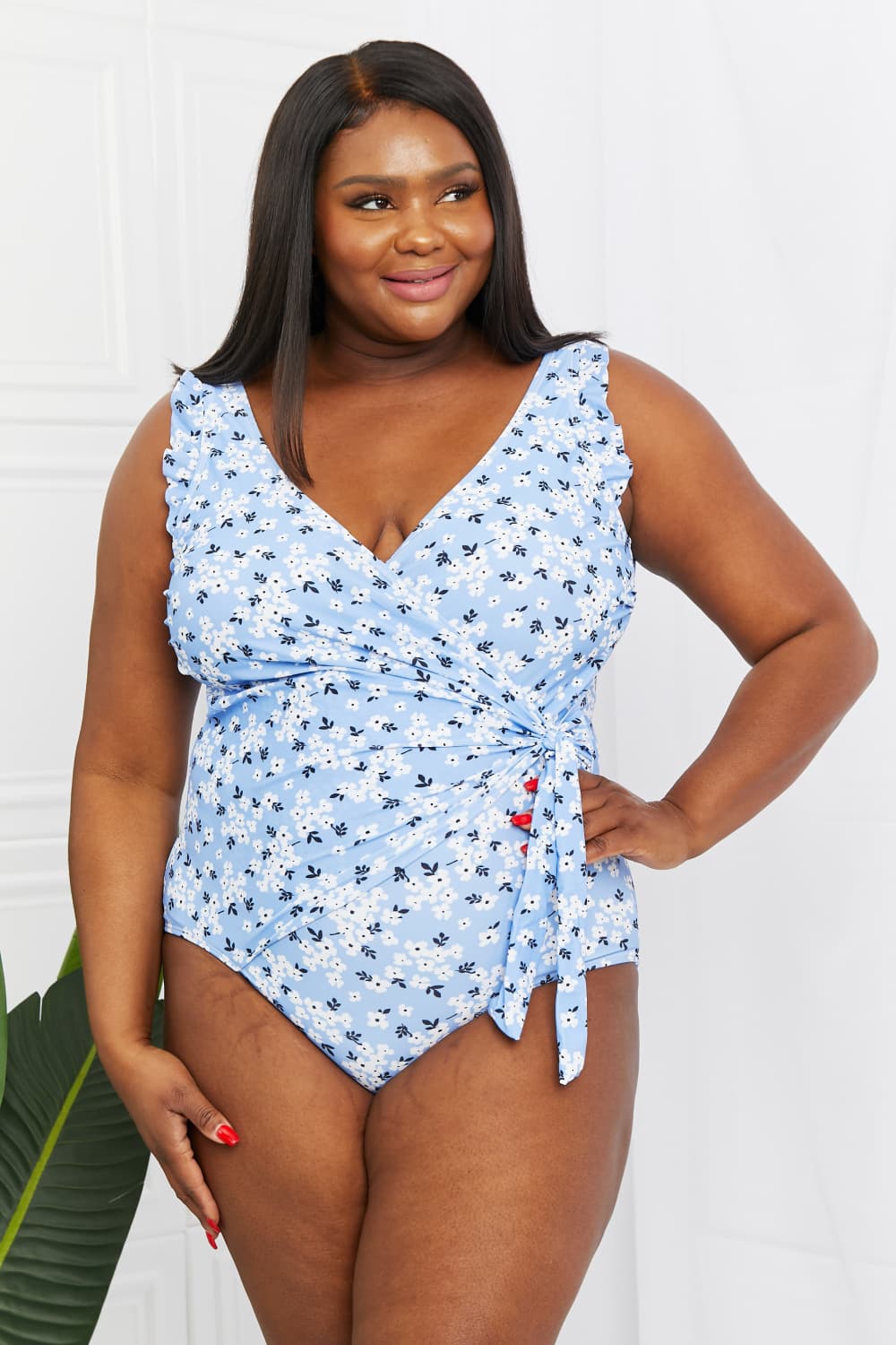 Ruffle One-Piece in Blossom Blue