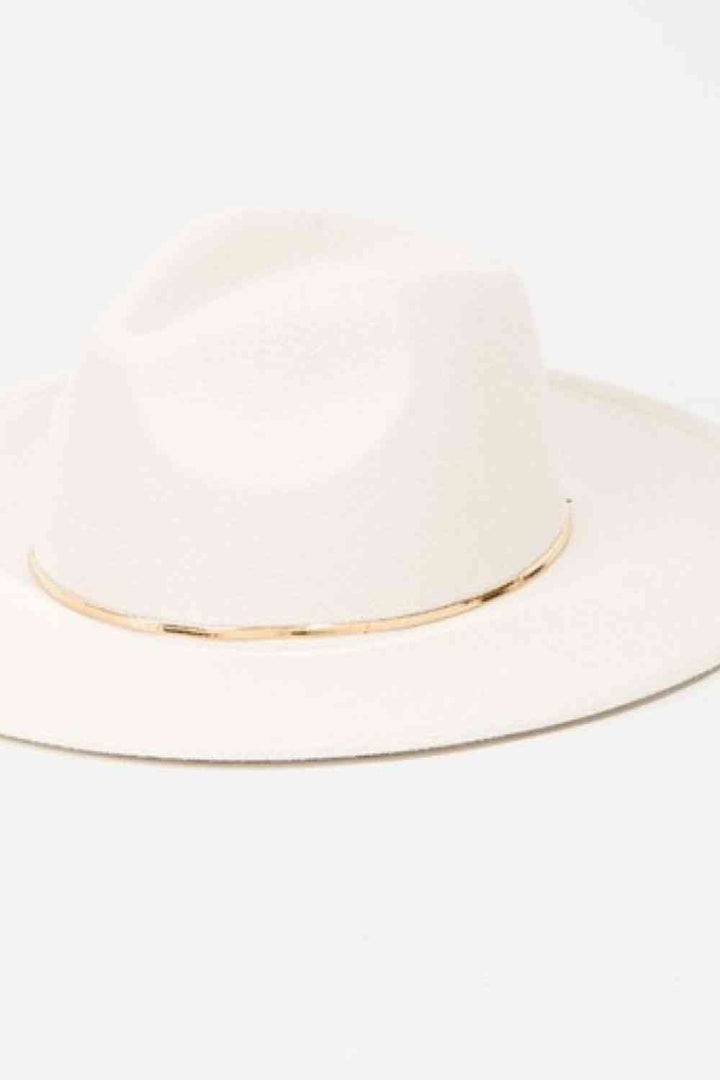 Slice of Chic Herringbone Chain Fedora in Ivory